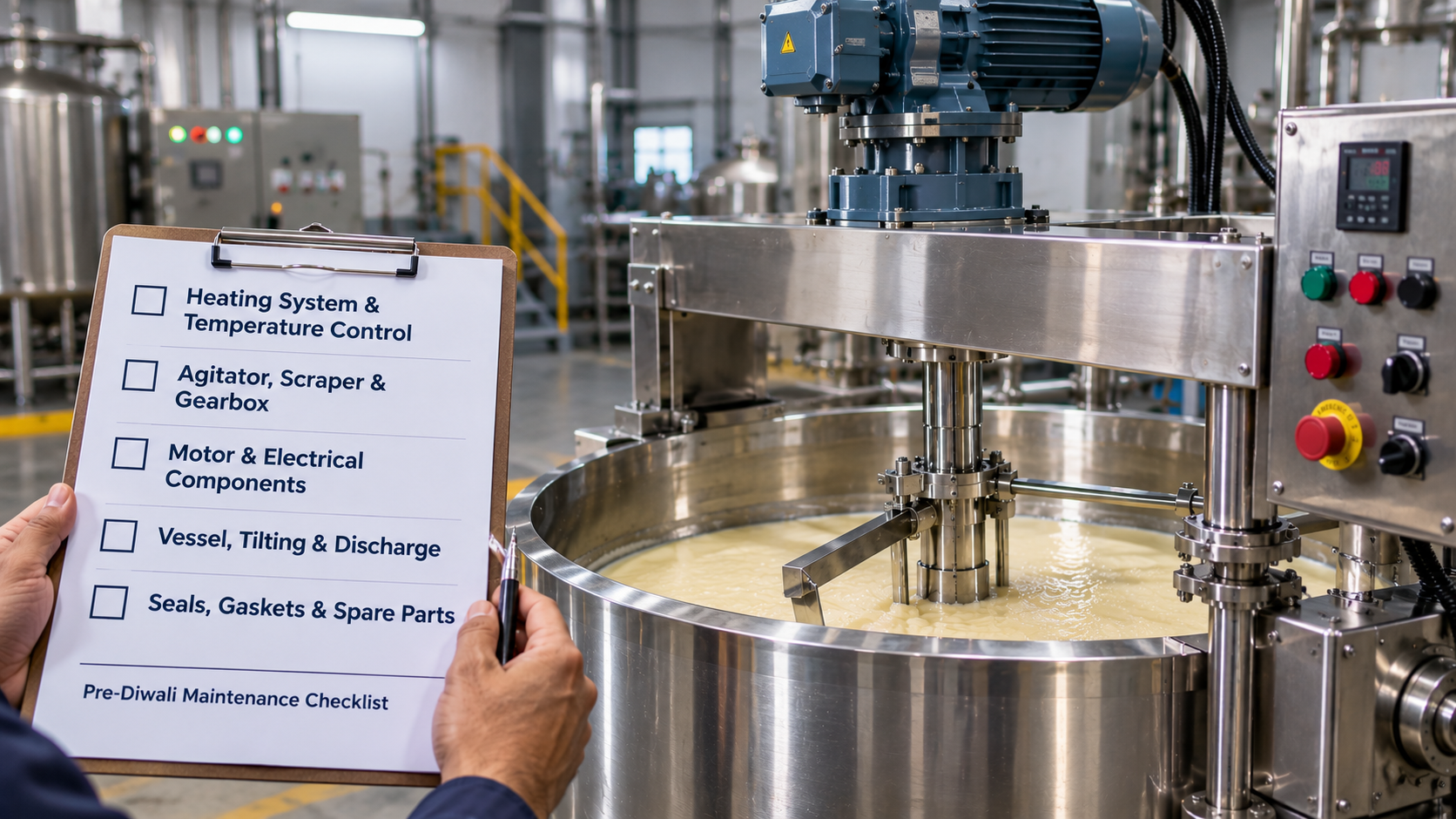 Pre-Diwali maintenance checklist for a khoya making machine